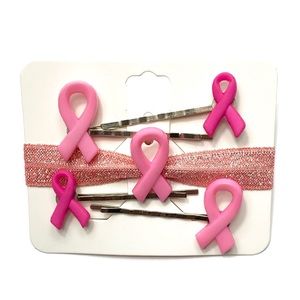 Pink Ribbon Breast Cancer Awareness Hair Pins/Tie
